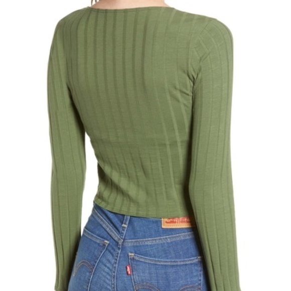 BP Faux Wrap Ribbed Green Top Plus Size - Picture 2 of 5